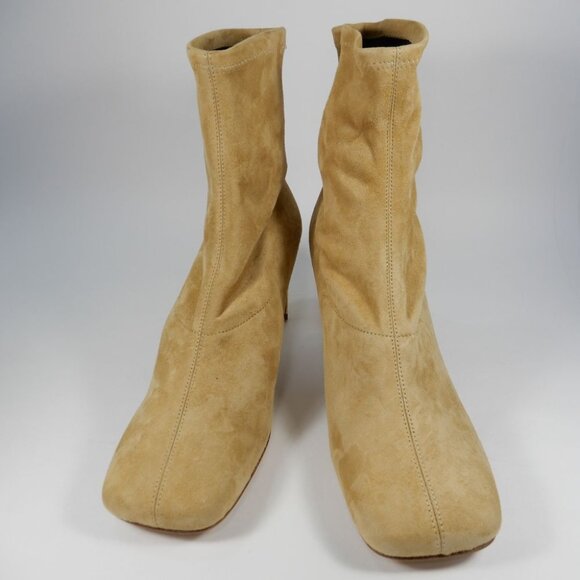 Nicholas Kirkwood Maeva Faux Pearl Stretch Booties 38 8 Curved Heel Suede $895 - Picture 3 of 15